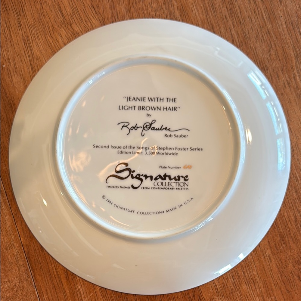 Rob Sauber “Jeanie with the light brown hair” 1984 signature collection plate
